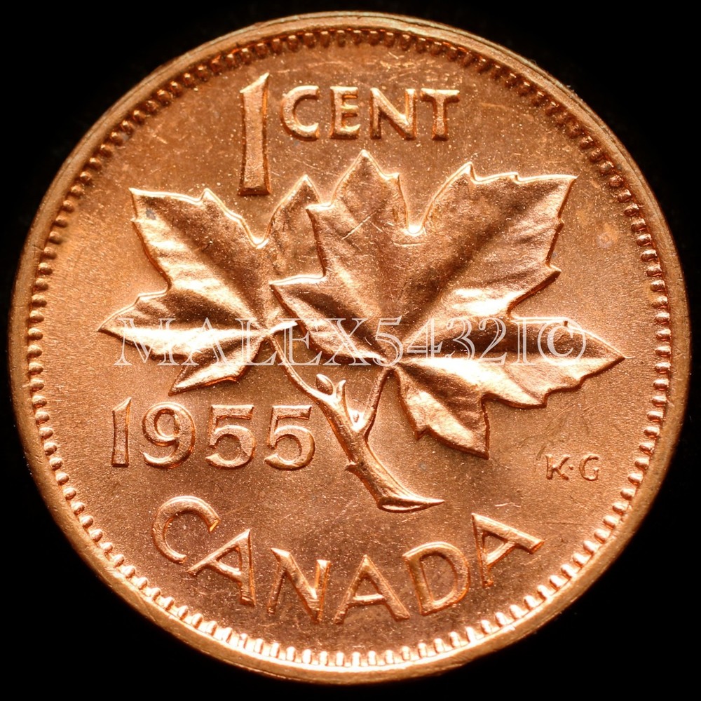 🇨🇦 ​CANADA 1955 LDe 1 CENT UNCIRCULATED FROM ROLL