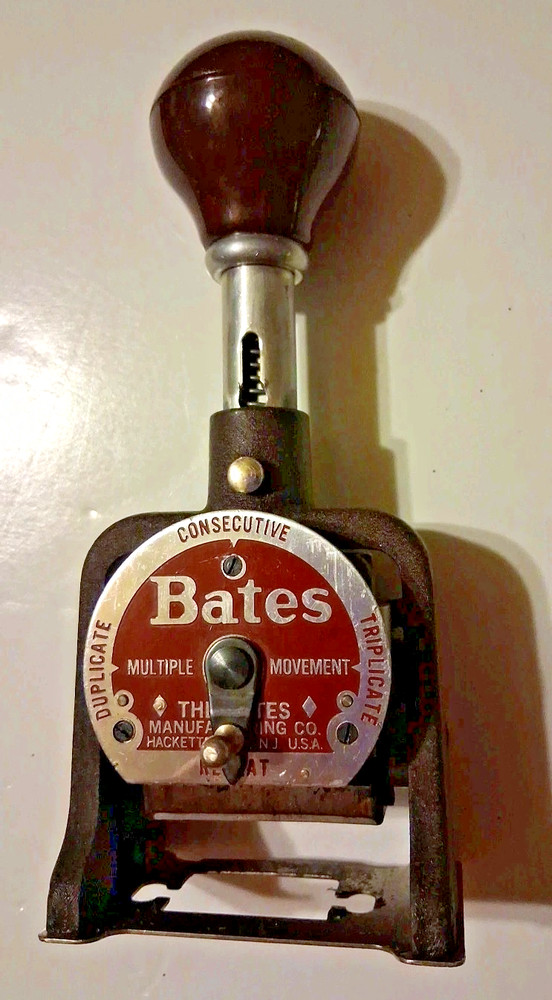 Bates Royall Automatic Numbering Machine Consecutive Duplicate Triplicate Vintag