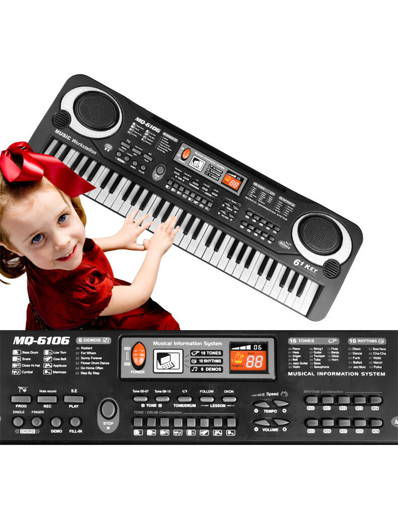 61 Keys Music Electronic Keyboard Electric Piano with Mic & Adapter Kid Gift