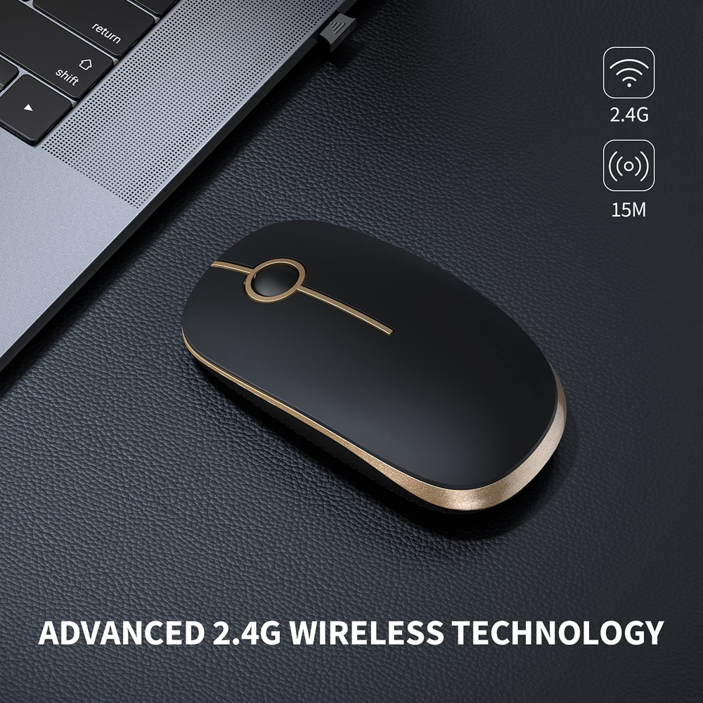 Wireless Mouse, 2.4G Slim Portable Computer Mice with Nano Receiver for Notebook