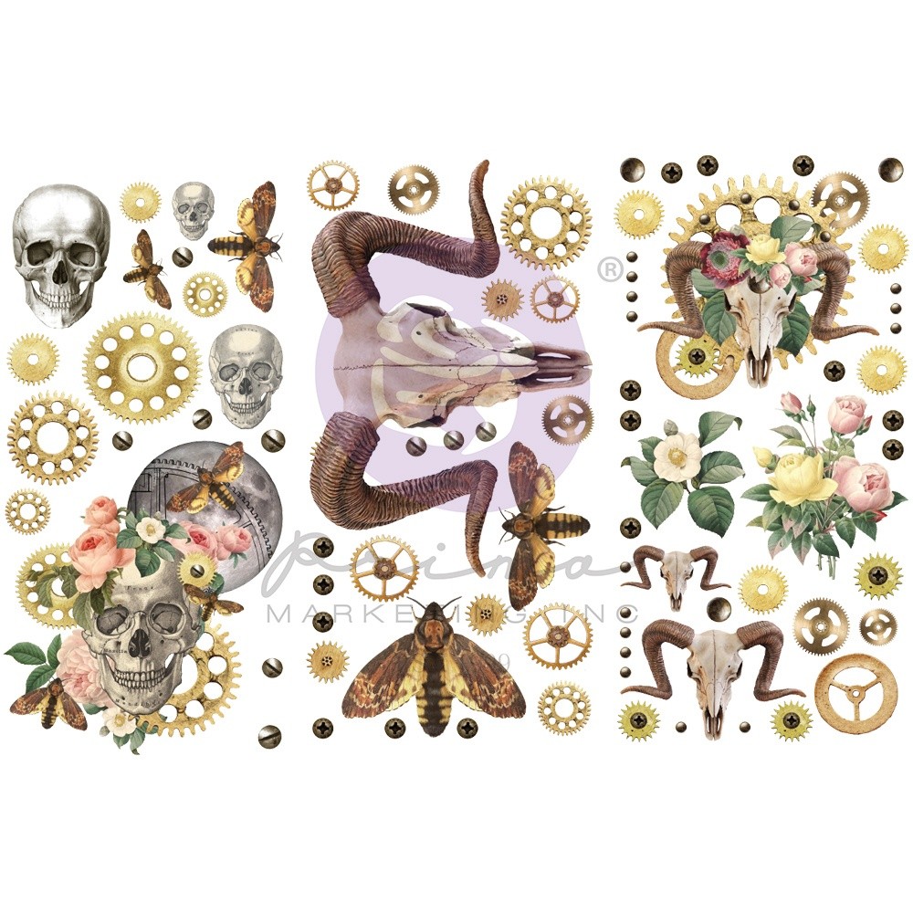 Finnabair Mini Transfers 6"X12" 3/Sheets-Boho Skulls