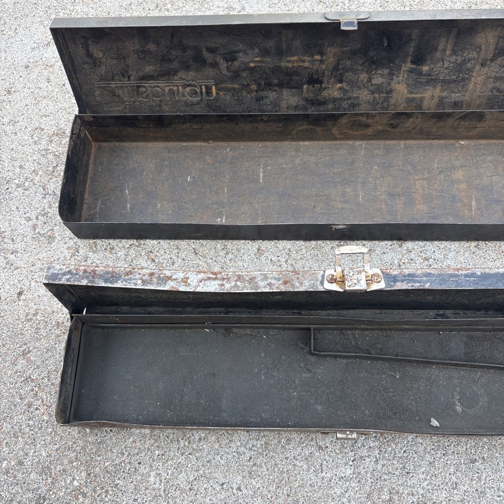 (2) Vintage Pittsburg Metal Socket Toolbox Case Empty