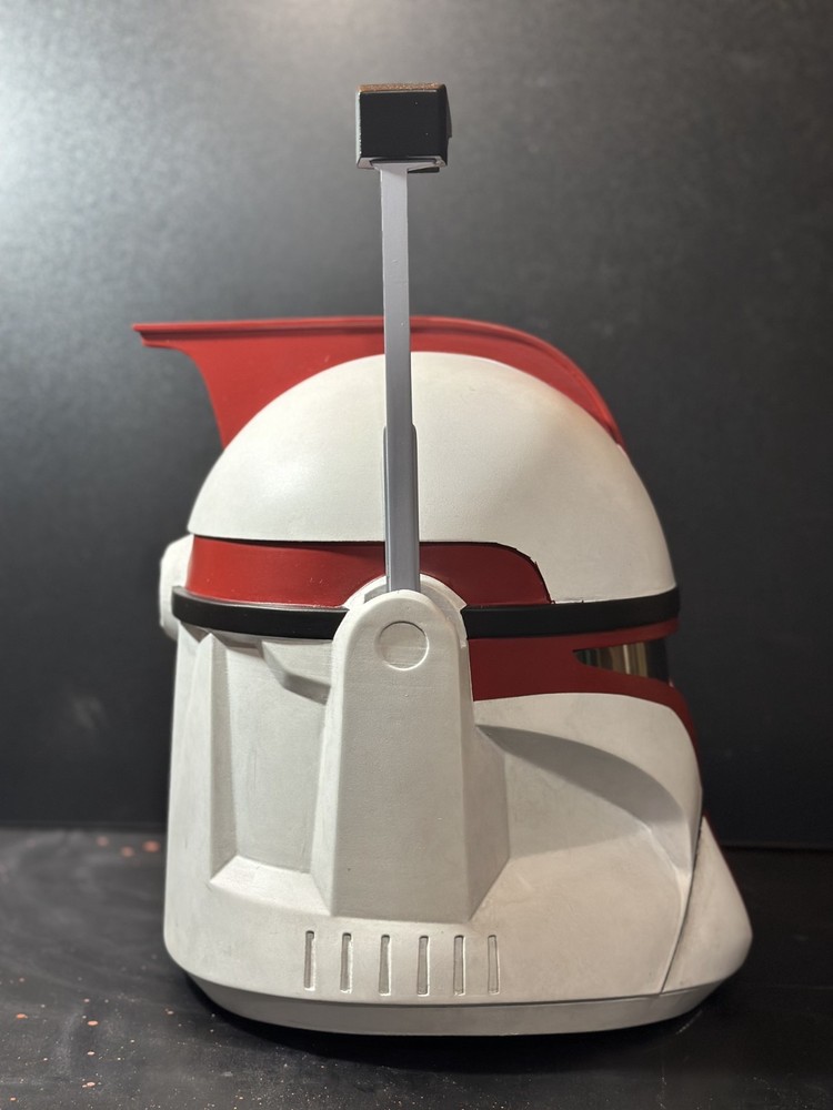 Red Phase 1 Clone Commando Helmet - Custom Finish - Sanded, Painted, Weathered