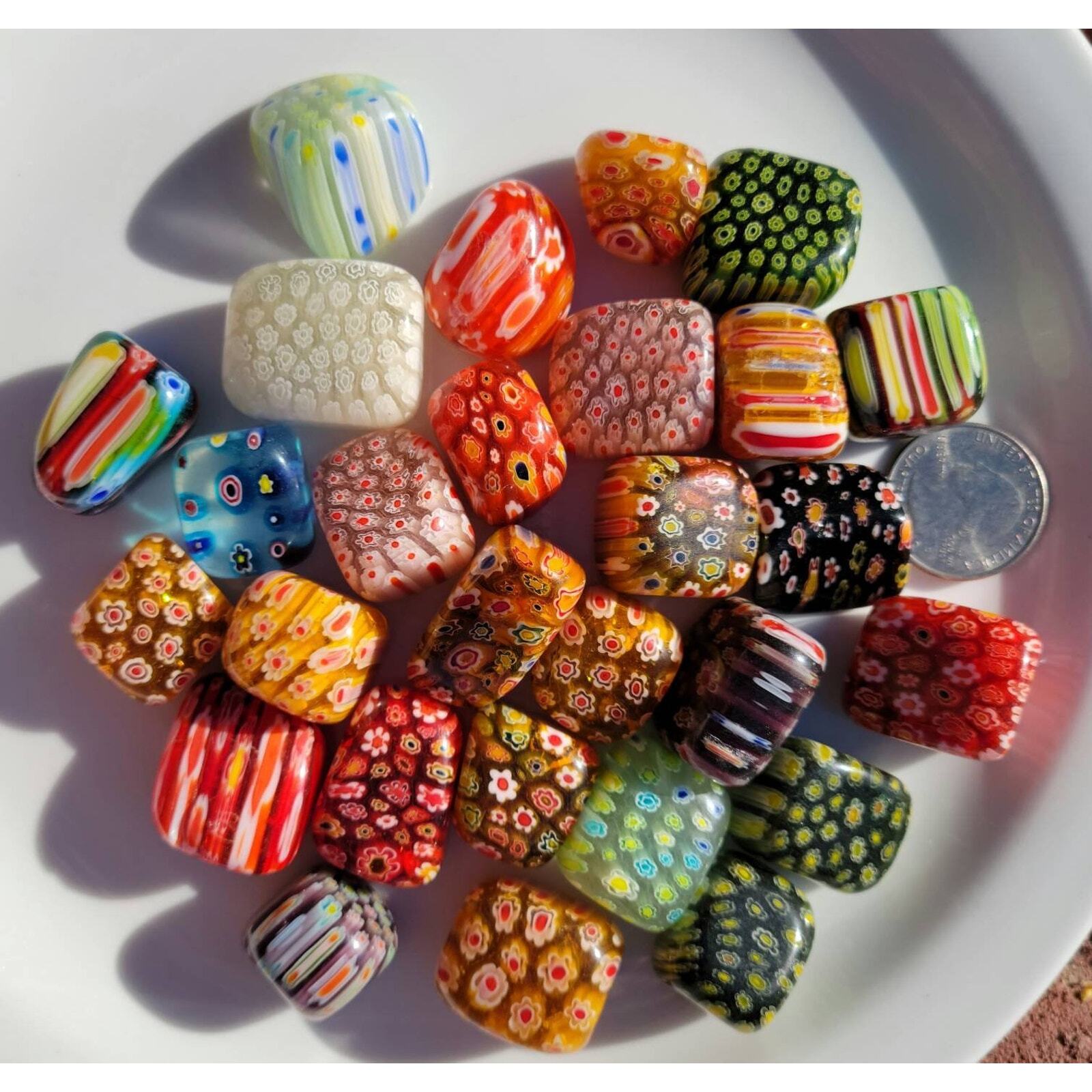 Millefiori Millifiori TUMBLE Glass Flowers Mosiac Cabochon Mosiac 1 POUND