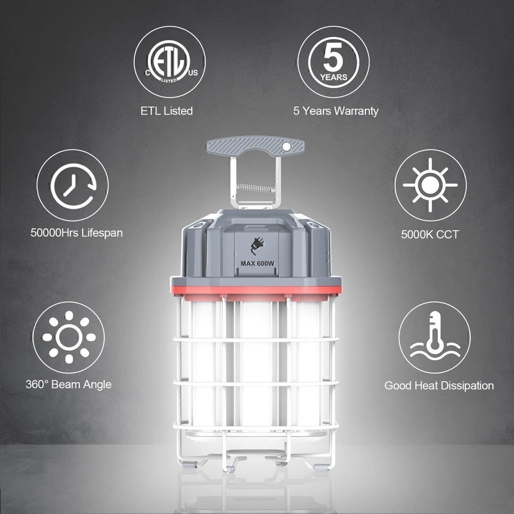 100W LED Temporary Construction Lights-Linkable Work Light 14500LM with US Plug