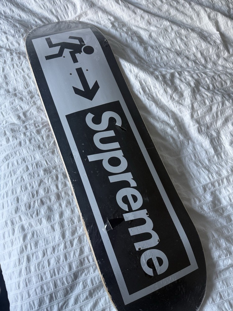 Supreme Skateboard Deck Black Exit Sign Graphic