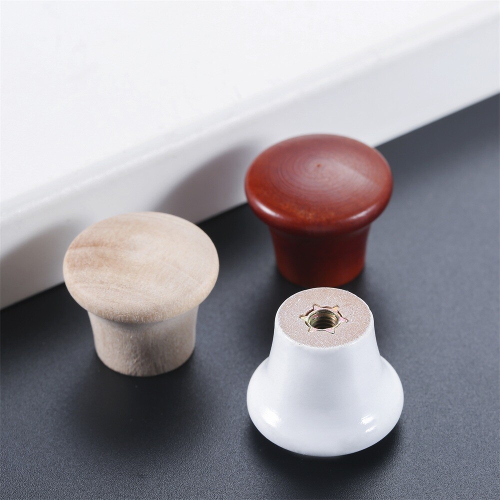 5Pcs Round Mini Wood Drawer Knobs Door Pulls Handles Kitchen Cabinet Replacement