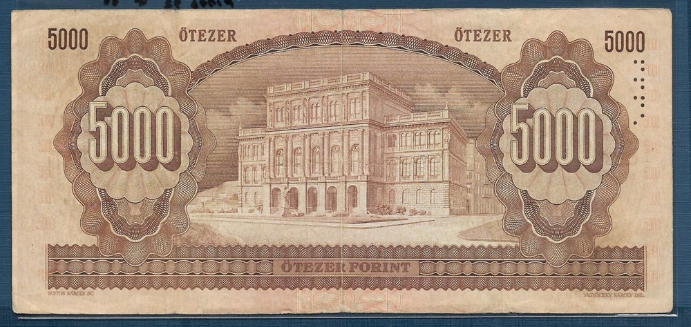 Hungary 5000 Forint, 1992, P 177b, VF