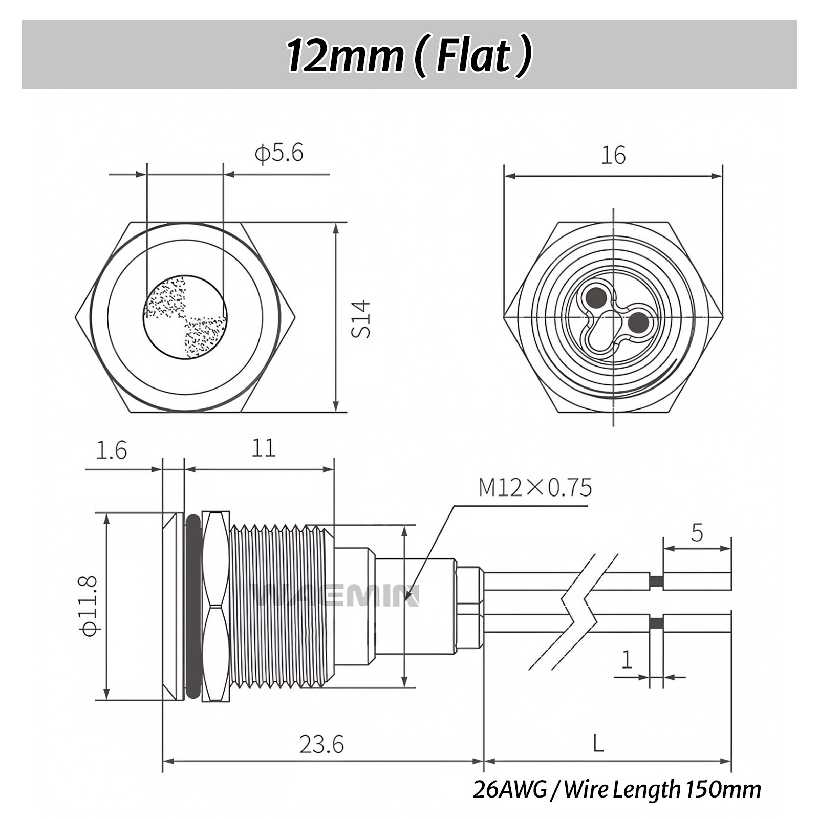 Metal Indicator Light LED Waterproof Small Line Power Signal Light AC/DC 3V-220V