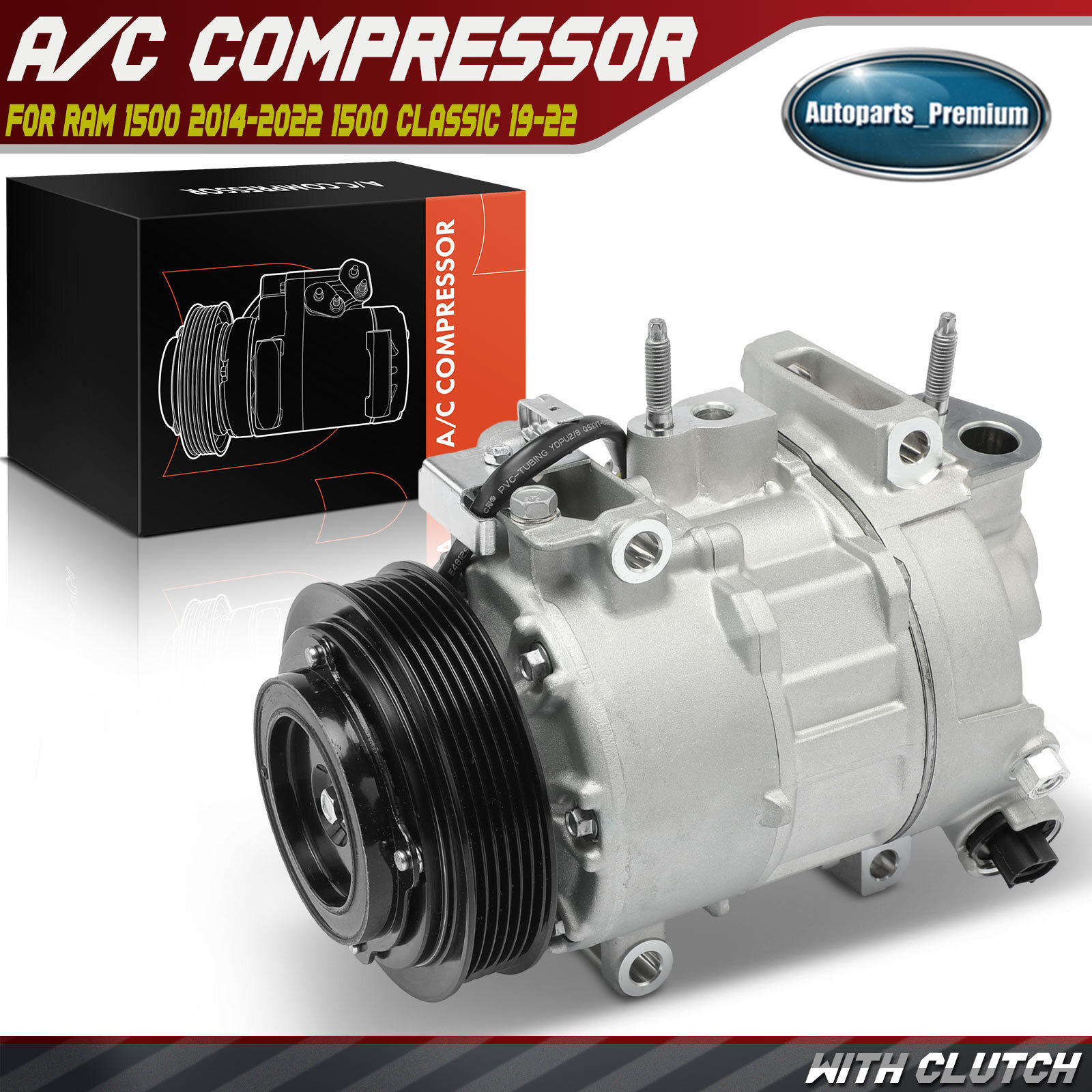 A/C Compressor with 6-Groove for Ram 1500 2014-2022 1500 Classic 2019-2022 3.6L