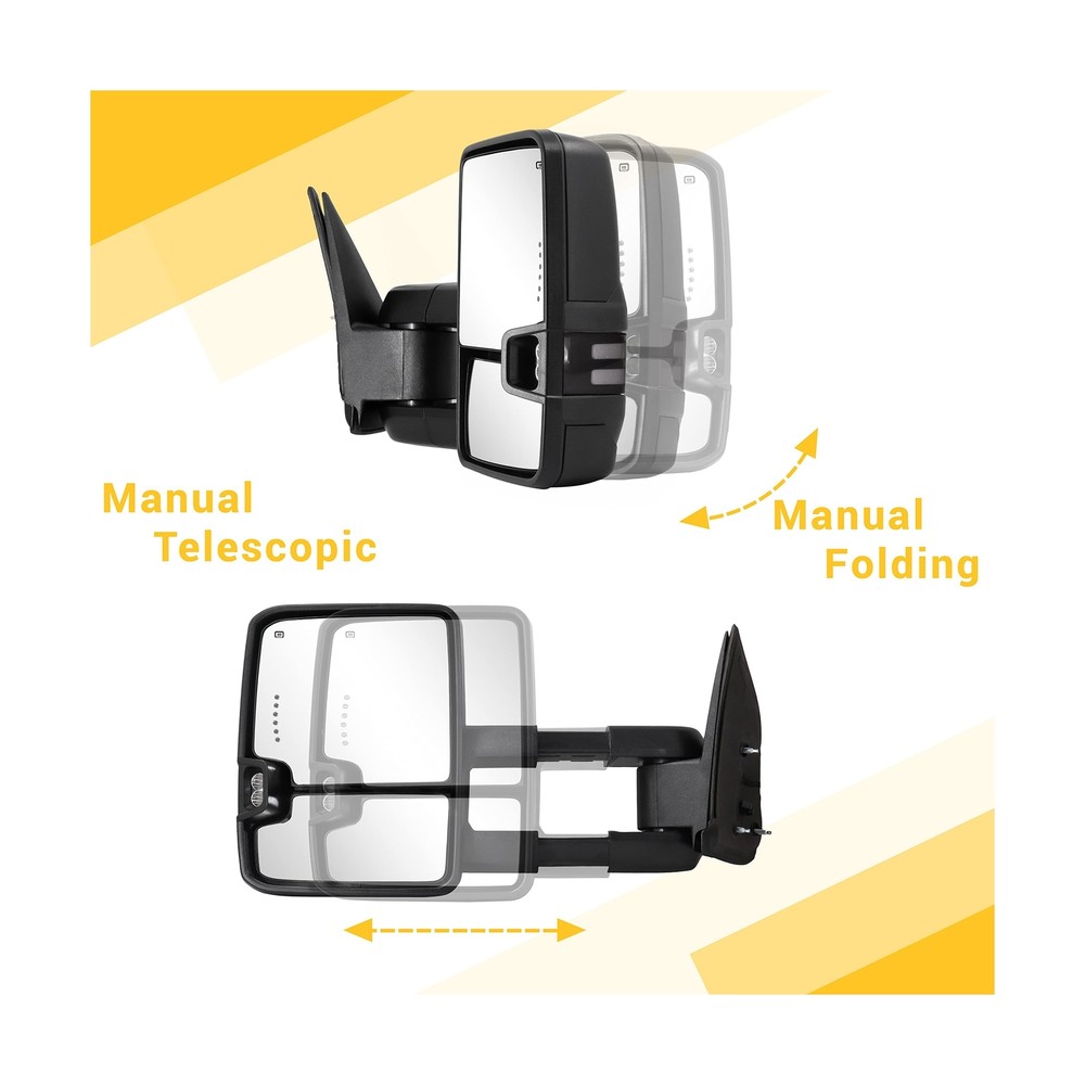 Towing Mirrors Switchback Turn Lights Compatible with 2003-2007 Chevy Silvera...