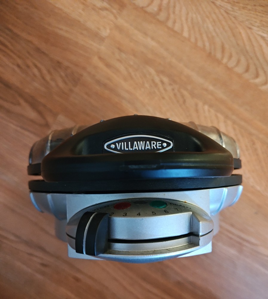 VillaWare Model 2004 Uno Classic Round Chrome Thin Waffler Maker Tested Works