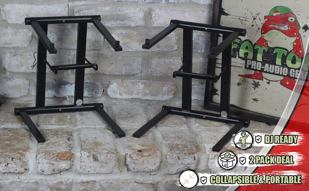 (2x BUNDLE) DJ Booth Laptop Stand by FAT TOAD | Sub-Tray Shelf Rack iPad Tablets
