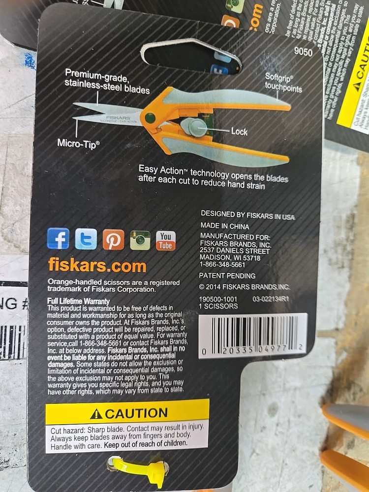 Fiskars 190500-1003 5 in Micro Tip Spring Scissor