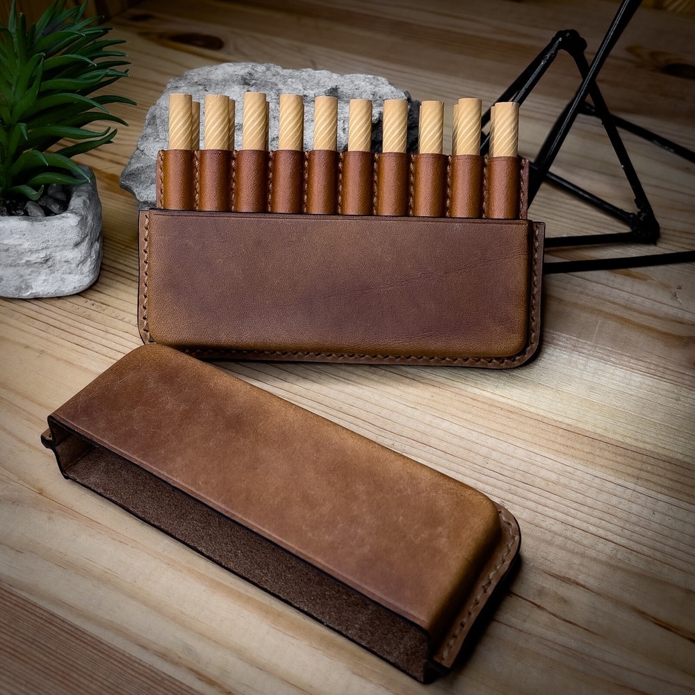Leather handmade cigarette case PUEBLO premium leather