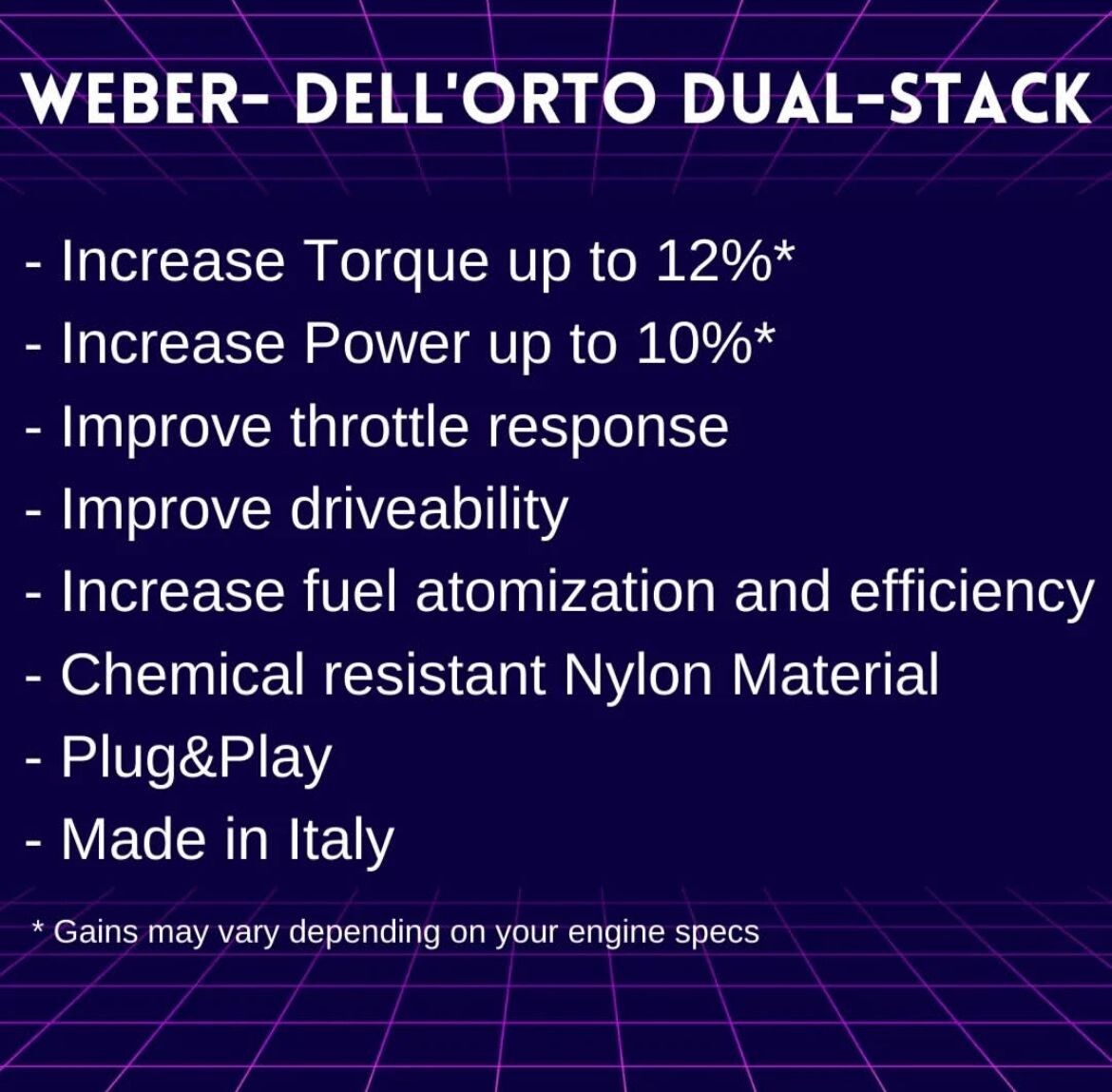 Weber DCOE Trumpets PAIR Dual Stack