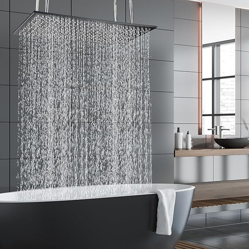 32x16" Large Rainfall High Pressure Luxury Shower Head Top Sprayer Ceiling Mount