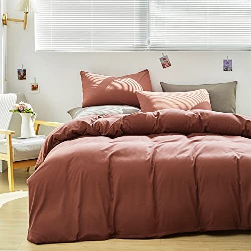 Brick Red Comforter Set Dark Red Bedding Comforter Set Solid Queen 1-brick Red