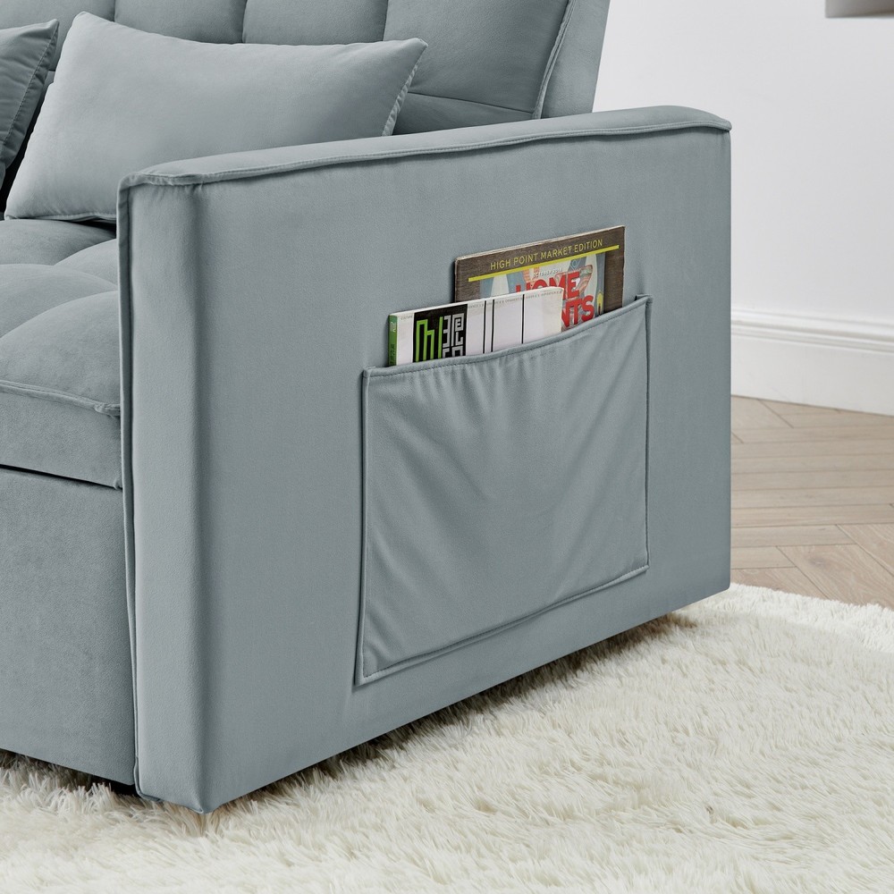 Convertible Loveseat Sleeper Sofa with Pull Out Bed & 2 Pillows for Small Space