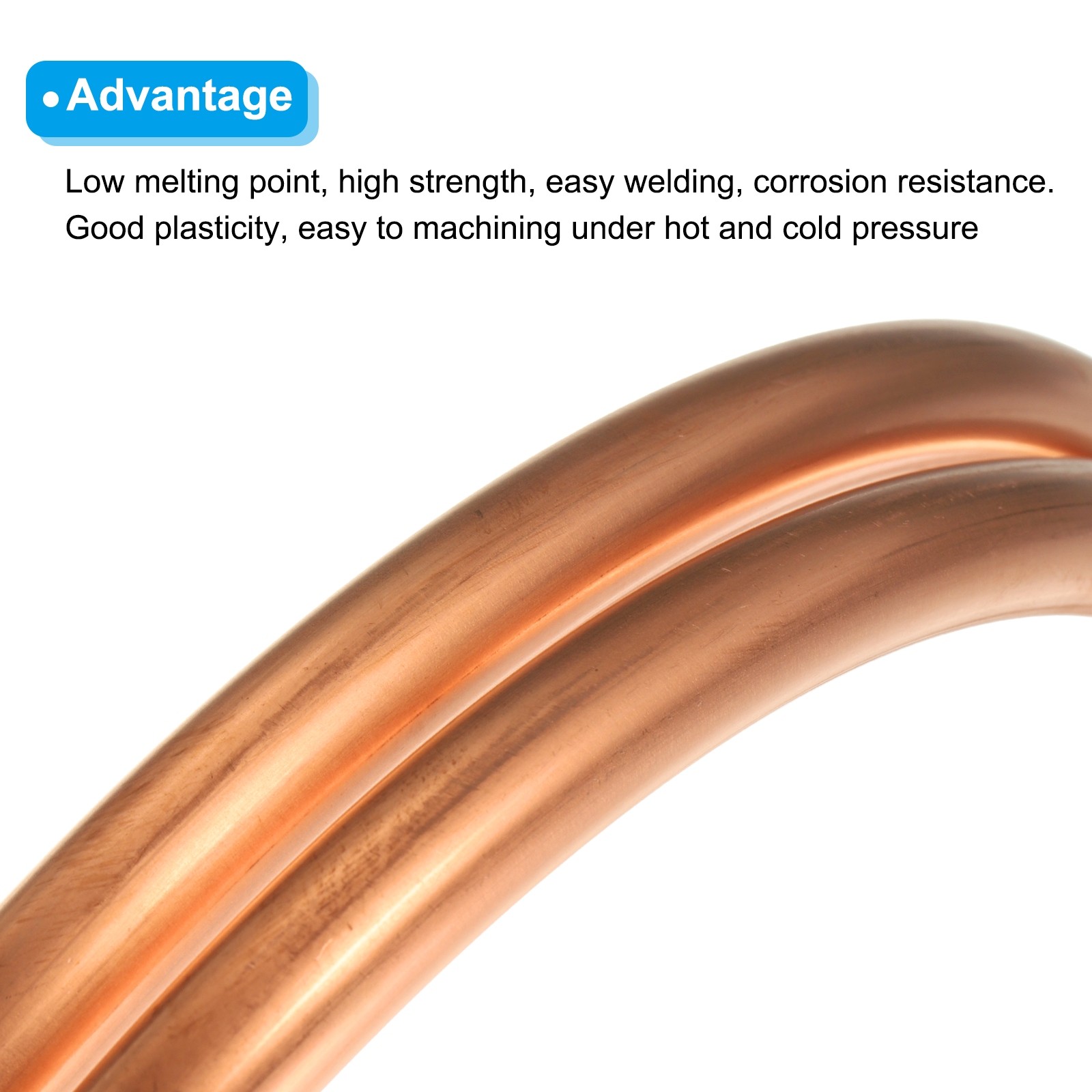 Copper Tube 3/8" OD x 3Ft 1/32" T Refrigeration Pipe Seamless Hollow Metal Soft