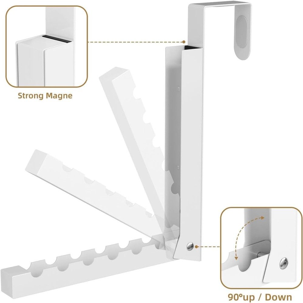Folding clothes rack with hooks for hanging behind doors, twin pack