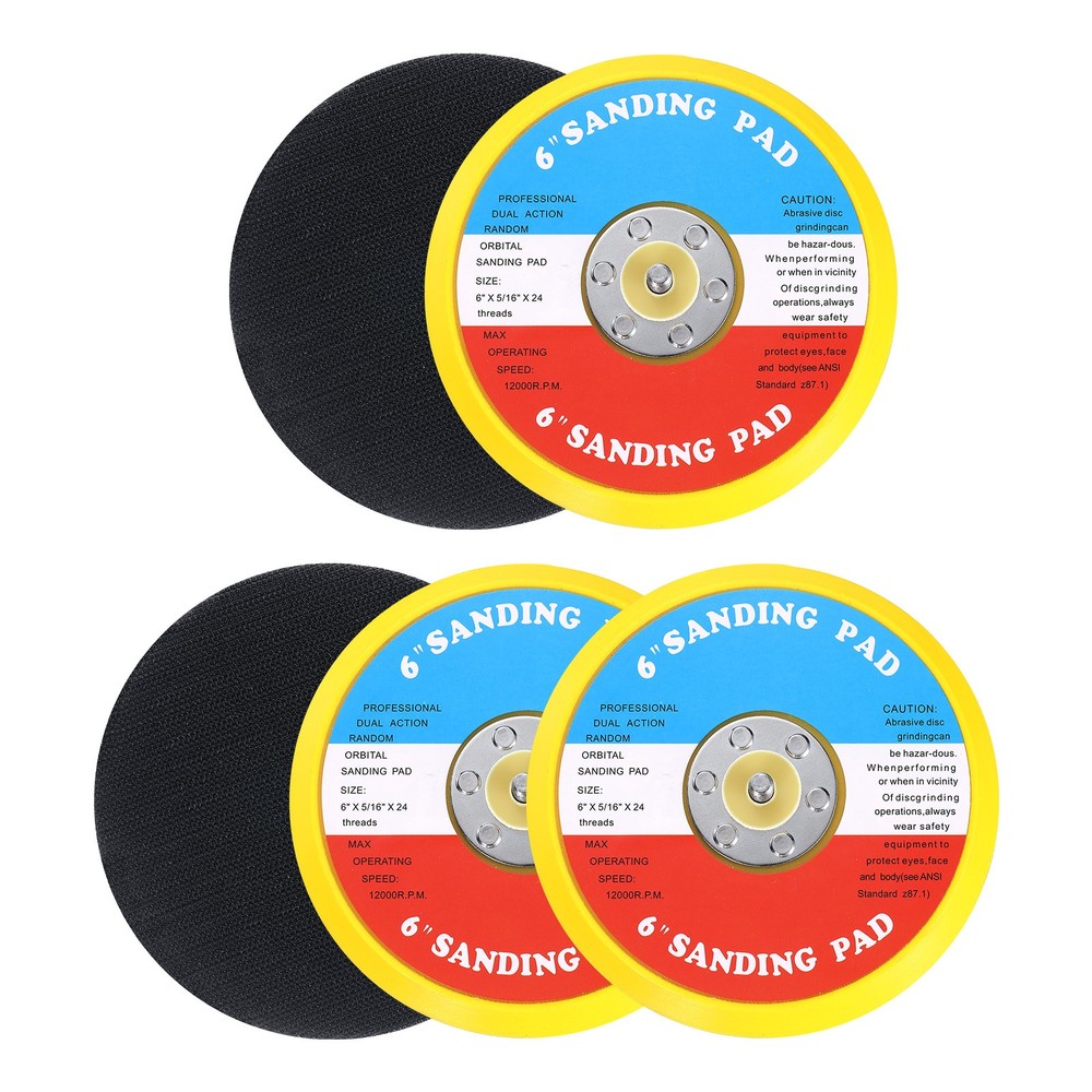 5pcs 6 Inch Hook and Loop Backing Sanding Pads with 5/16"-24 Thread, Orange