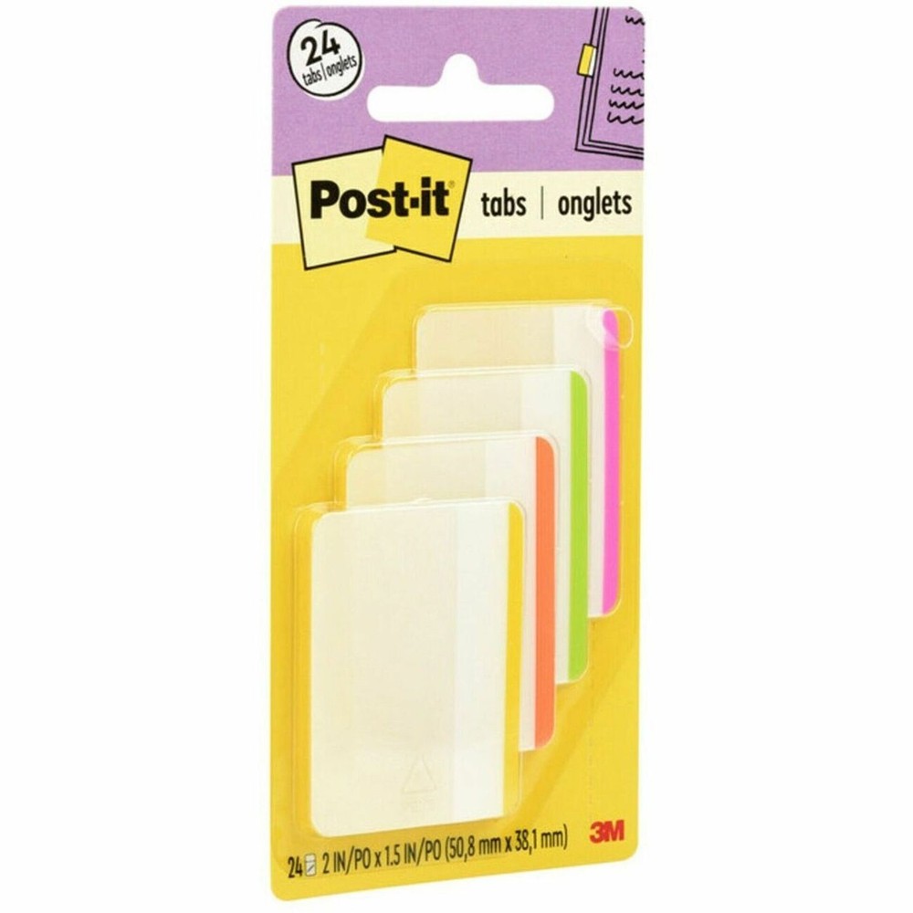 3M 686F1BB Post-it Durable Flat File Tabs 24 Pack Assorted Colors