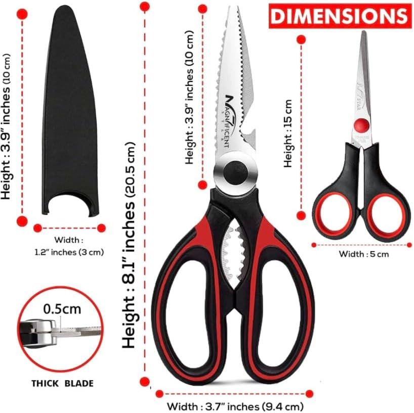 Kitchen Scissors Heavy Duty Poultry Shears Sharp Multi Purpose w Cover