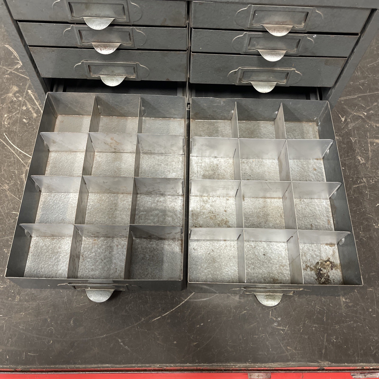 Vintage Craftsman Manufacturing Industrial Metal 8 Drawer Small Parts Cabinet