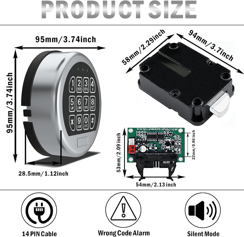 Gun Safe Lock Replacement Black Keypad with Swingbolt Lock Safe Electronic Lock