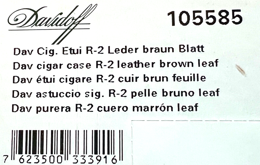 Davidoff Brown Leather Leaf Pattern Double Cigar Case / Pouch 105585