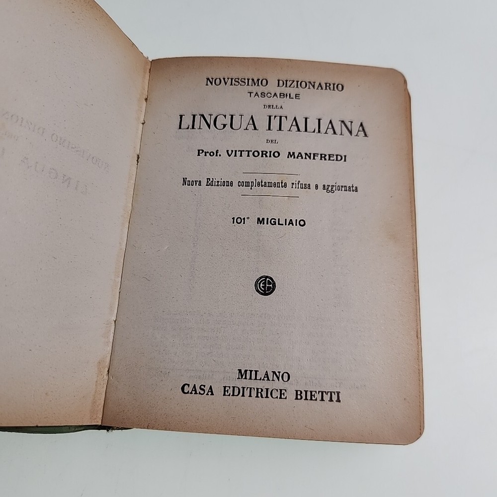 Italian Dictionary 1958 Paperback Book