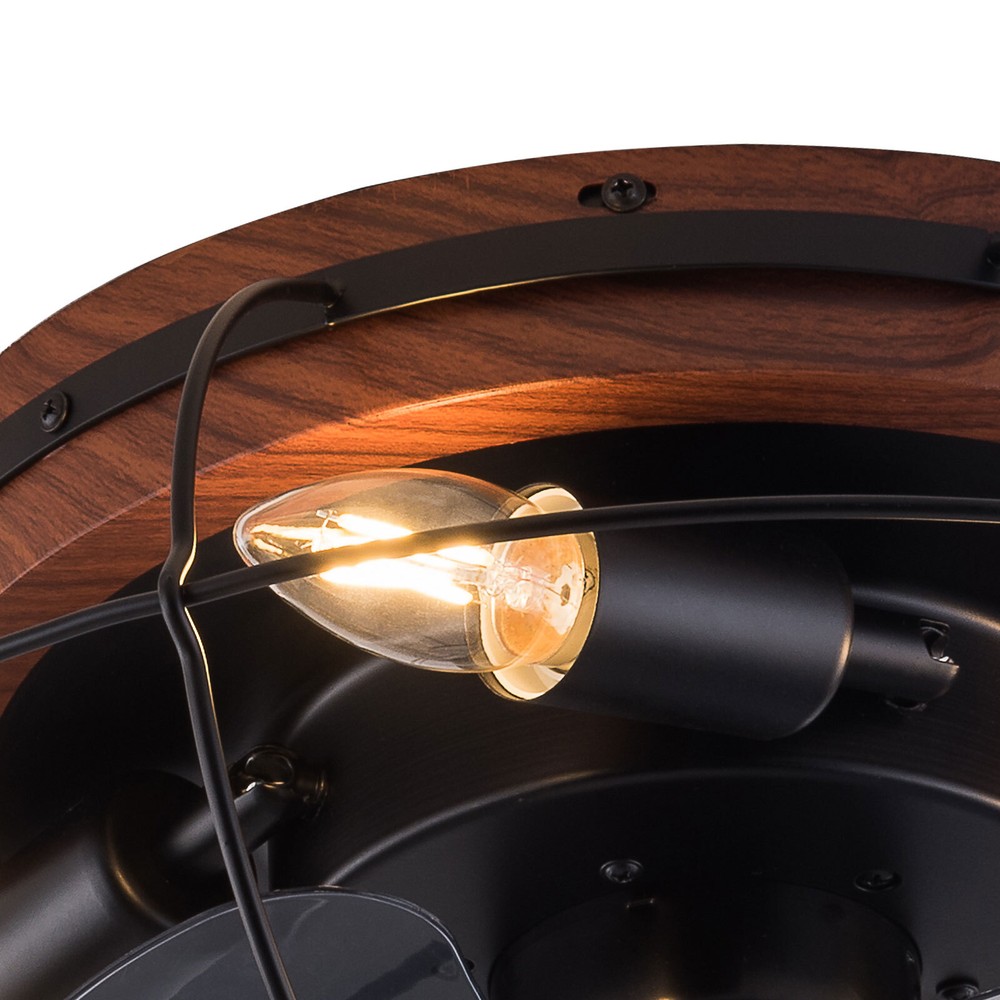 Low Profile Caged Ceiling Fans with Lights and Remote, Flush Mount Ceiling Fan