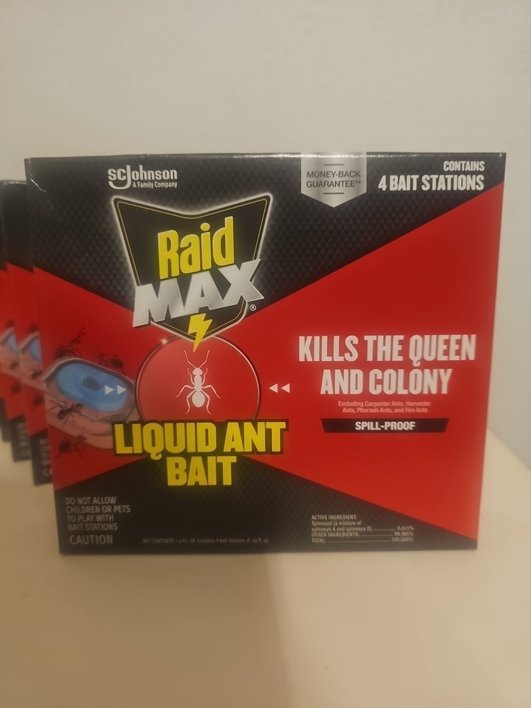 (10-boxes) Raid MAX Liquid Ant Bait 4 Count Pack. 40 Total Bait Stations