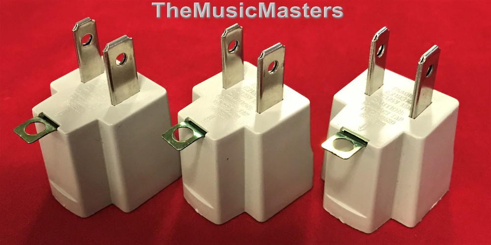 (3) Wall Plug Electrical Power GROUNDING ADAPTERS 3 Prong Socket to 2 Prong Plug
