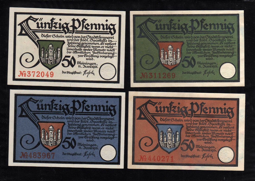 MEININGEN - GERMANY NOTGELD - 4 x 50 PFENNIG
