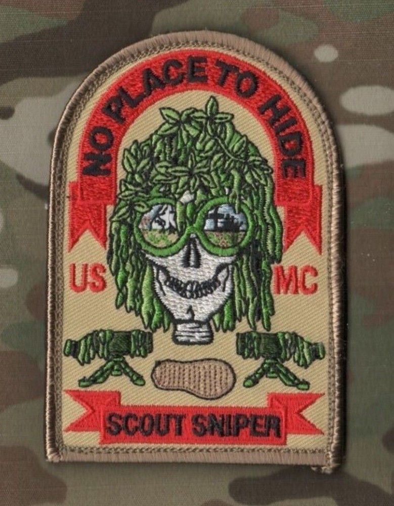 USMC RECON GHOST SCOUT SNIPER vêlkrö PATCH: SCOUT LONG RANGE DEATH from FAR