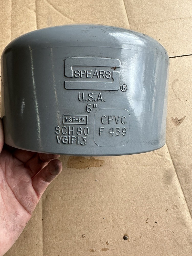 SPEARS 6" SCH 80 CPVC SOCKET CAP FITTING VG1P13 F439