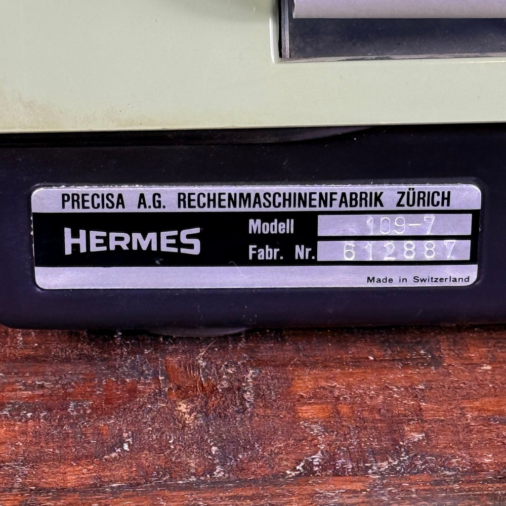 Hermes Precisa 109-7 Pristine Fully Operational Adding Machine Rare Collectors