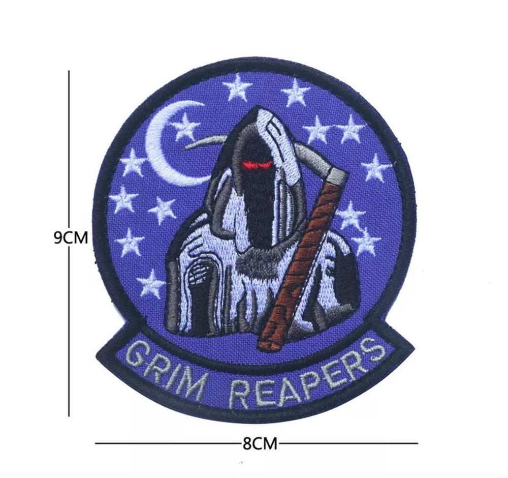 Grim Reapers Embroidered Hook and Loop Morale Patch Army Navy USMC Air Force LEO