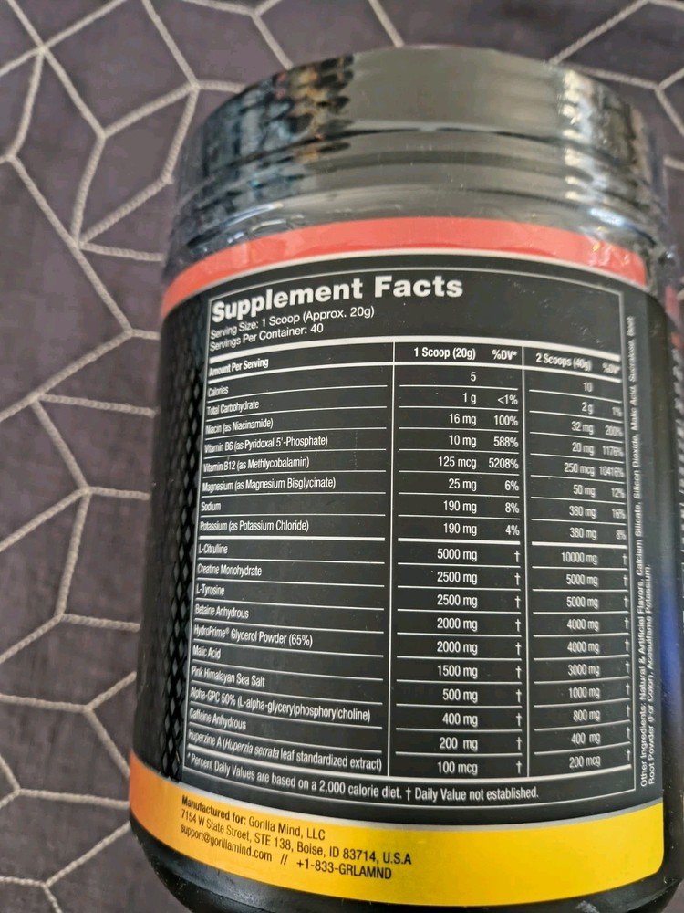 Gorilla Mind Gorilla Mode Watermelon Pre Workout 40 Serv 800g Bb 4/30/26