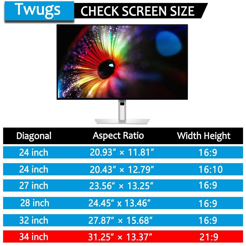 [2 Pack] 34 Inch Computer Privacy Screen for 21:9 Aspect Ratio Widescreen Mon...