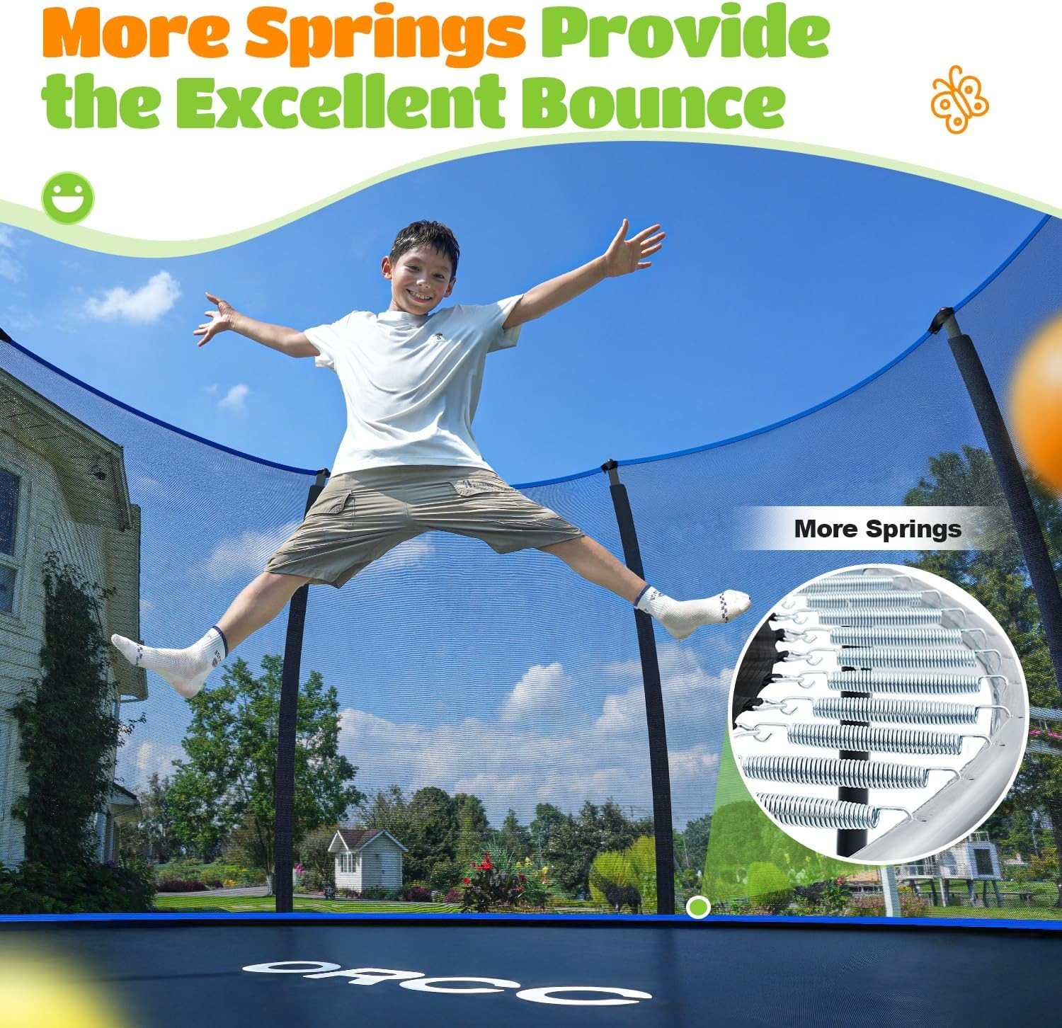 ORCC 1200LBS Weight Capacity Trampoline 16 15 14 12 10 8FT Yard Trampolines