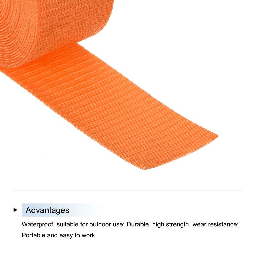 Lightweight Polypropylene Webbing Strap 2" 5 Yard Backpack Strap Light Orange