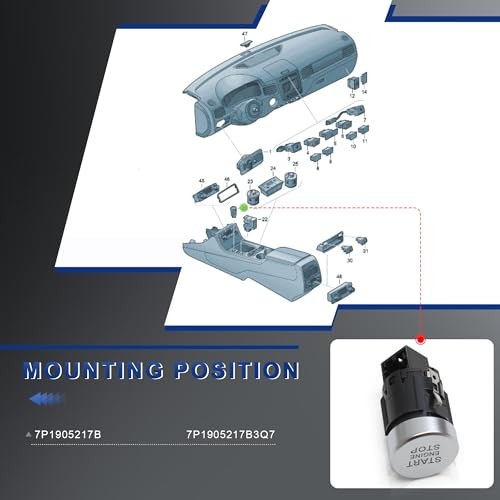7P1905217B Start Stop Ignition Button Switch Compatible with VW Touareg 2015
