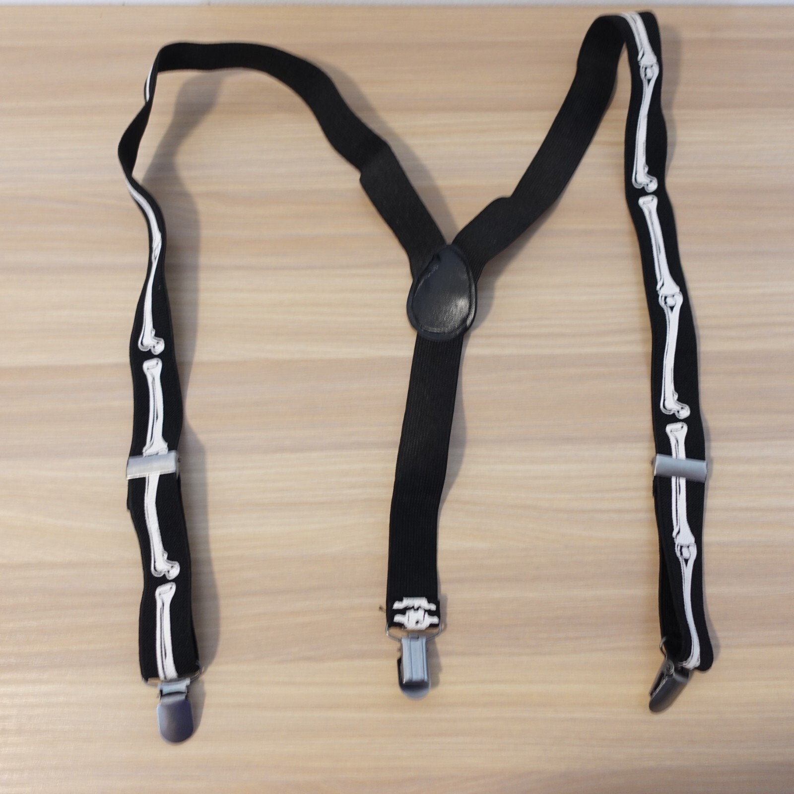 Suspender Boy Black White Clip On Y Back Halloween Bone Goth Adjustable Elastic