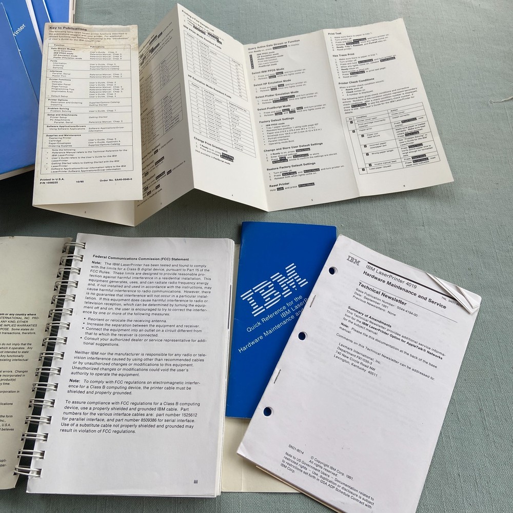IBM Book Laser Printer Technical Reference 4226 4019 Users Guide Manual 1989 90