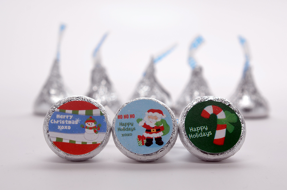 Peppermint Candy Personalized Christmas Round Sticker Labels - 7 sizes avaiable