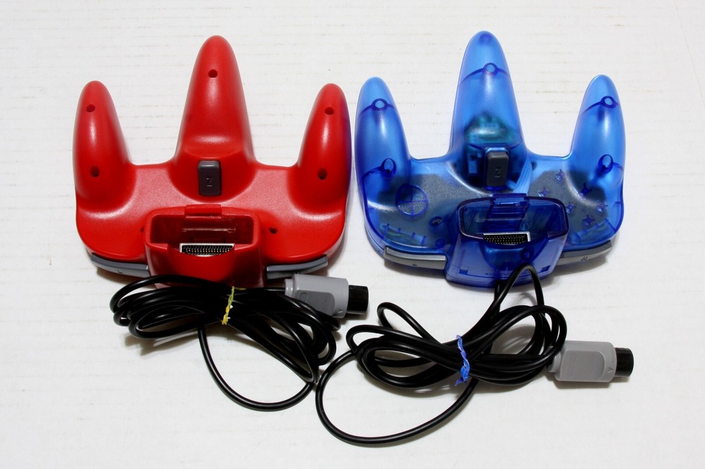 Pair Nintendo 64 Gaming Controllers Red & Blue Pre-Owned Tested Working