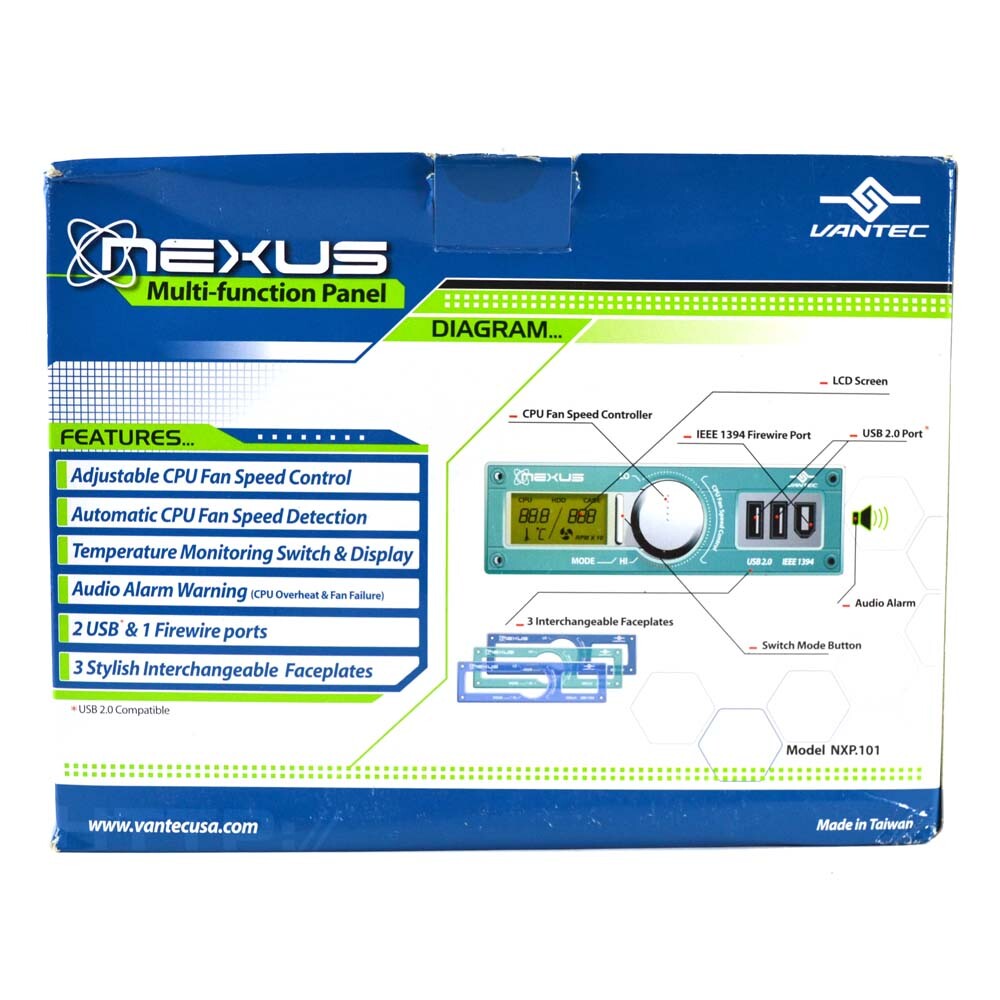 NEW Vantec Nexus NXP.101 Multi-Function Panel USB 2.0, Firewire, CPU Fan Speed++